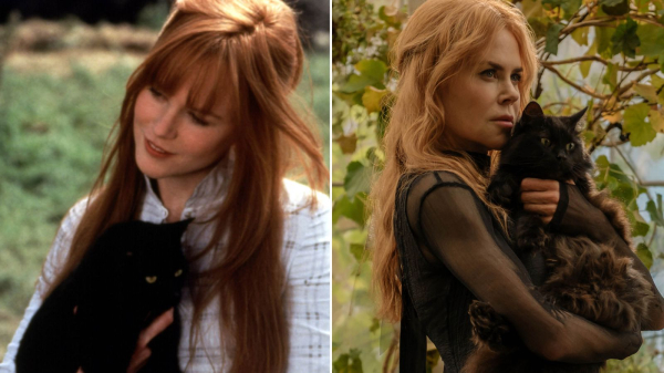 Side by side images of Nicole Kidman as Gilly Owens&mdash;on the left a film still from Practical Magic in 1996 on the right a...